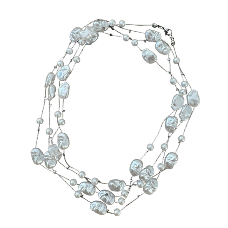 000 (Long) Shell Pearl Necklace, Silver