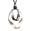 000 (Long) Black Leather Pendant Statement Necklace