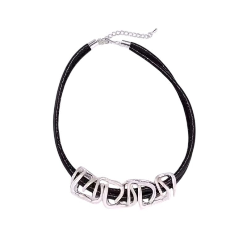 000 (Short) Black Leather Necklace