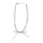 000 (Short) Swarovski Faceted Rondelle Beaded Bow Necklace, Pink & Silver