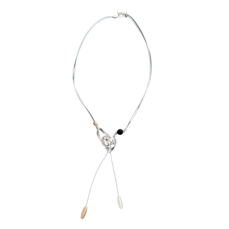 000 (Long) Silver Leather Statement Necklace