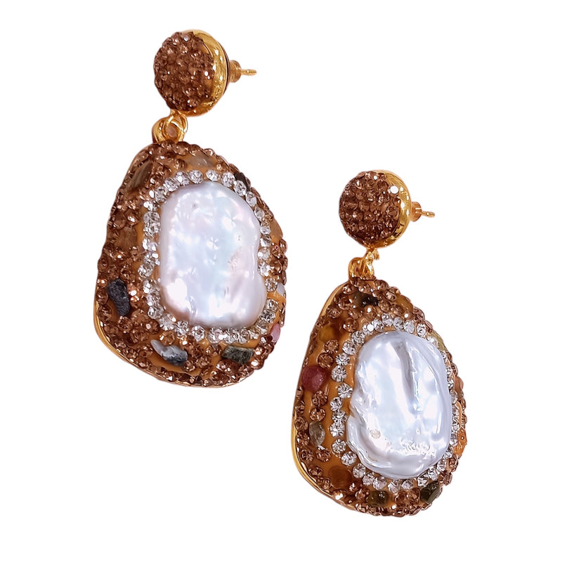 039 Baroque Pearl Statement Earrings