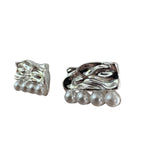 040 Silver + Pearl Bar Studs