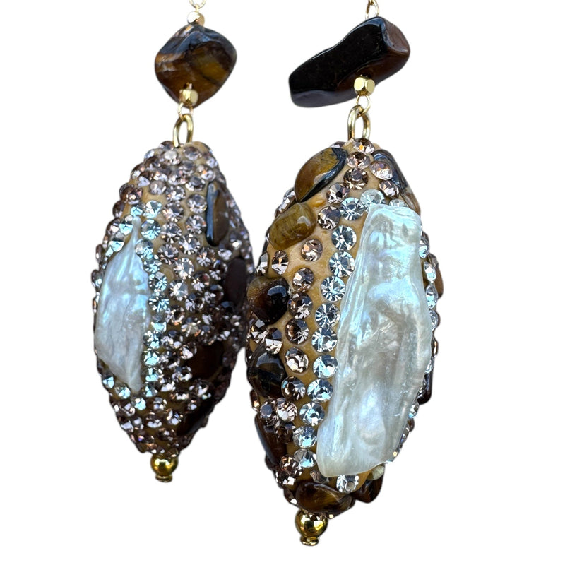 050 Baroque Pearl Drop Statement Earrings