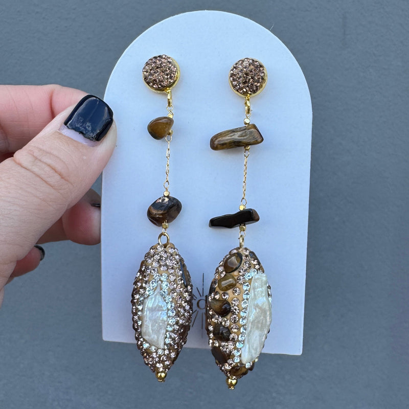 050 Baroque Pearl Drop Statement Earrings