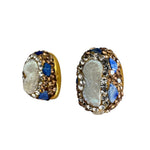 052 Pearl + Crystal Studs, Lapis