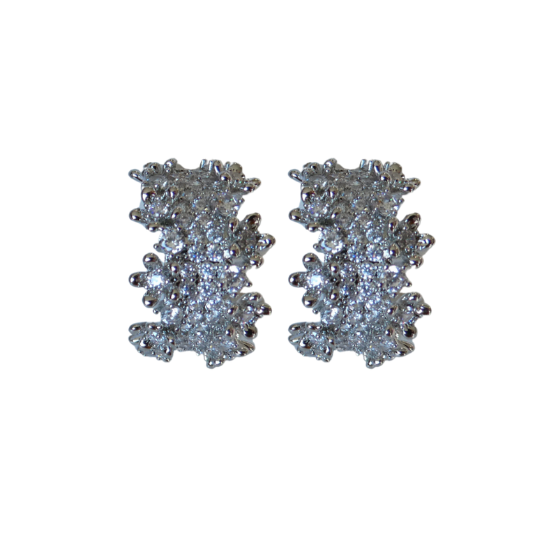060 Silver Flower Filigree Hoops