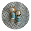 063 Gold & Blue Beaded Statement Earrings