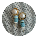 063 Gold & Blue Beaded Statement Earrings