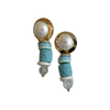 063 Gold & Blue Beaded Statement Earrings
