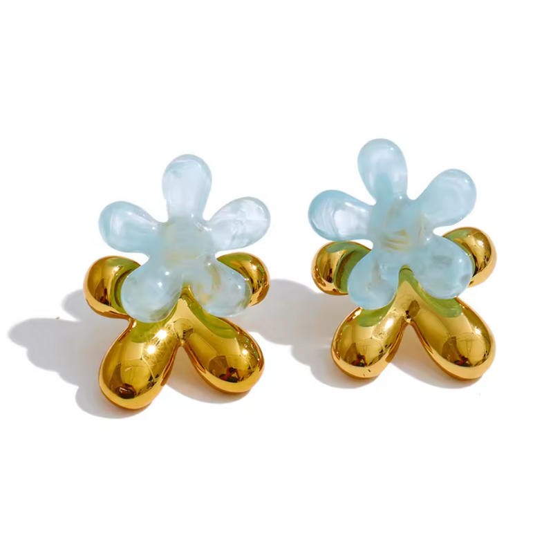 Bambi Flower Blob Earrings, Blue *EARLY-NOV*