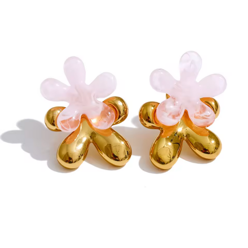 Bambi Flower Blob Earrings, Pink *EARLY-OCT*