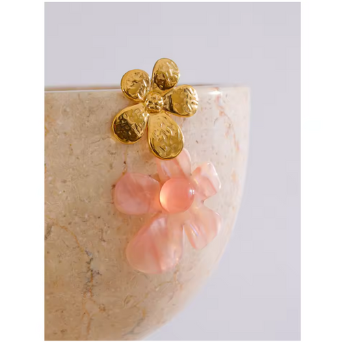 Greta Flower Statement Earrings, Pink *EARLY-OCT*