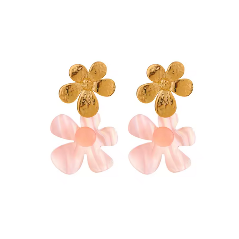 Greta Flower Statement Earrings, Pink *EARLY-OCT*