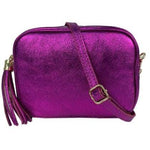 VANESSA Metallic Pink Leather Crossbody Bag