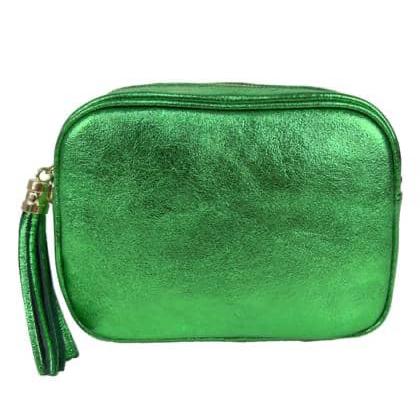 VANESSA Metallic Green Leather Crossbody Bag