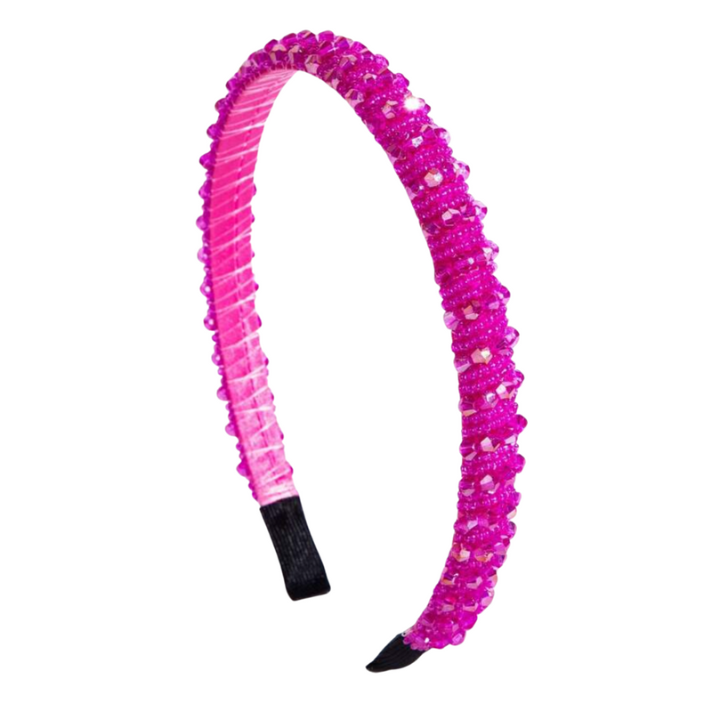 Nova Embellished Thin Crystal Headband, Hot Pink *EARLY-OCT*