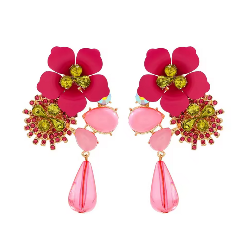 Alexis Flower Statement Earrings, Pink *EARLY-OCT*
