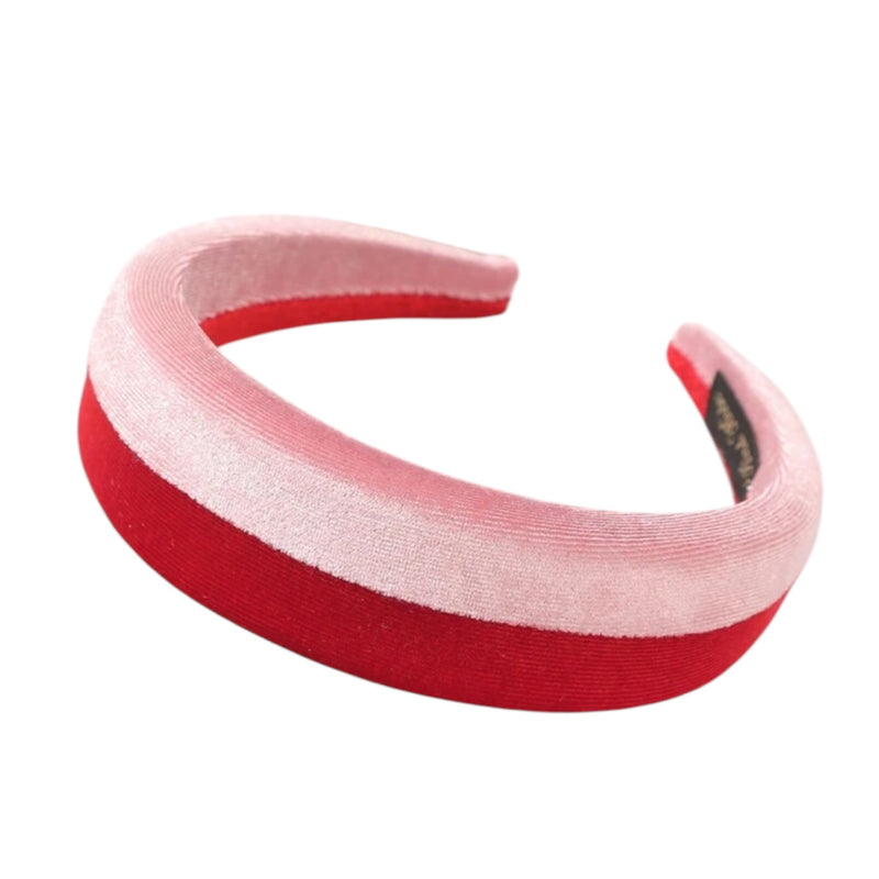 Clara Pink + Red Velvet Padded Headband