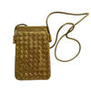 CALL ME Leather Weaved Crossbody Bag, Gold