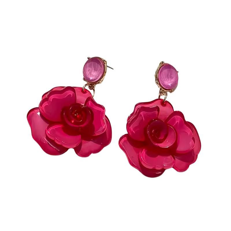 Tammy Resin Flower Statement Earrings, Pink *EARLY-OCT*