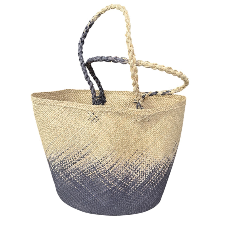 STRAW BAG, Grey Ombré