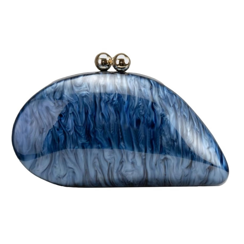 Retro Pearlised Acrylic Clutch, Navy *EARLY-OCT*