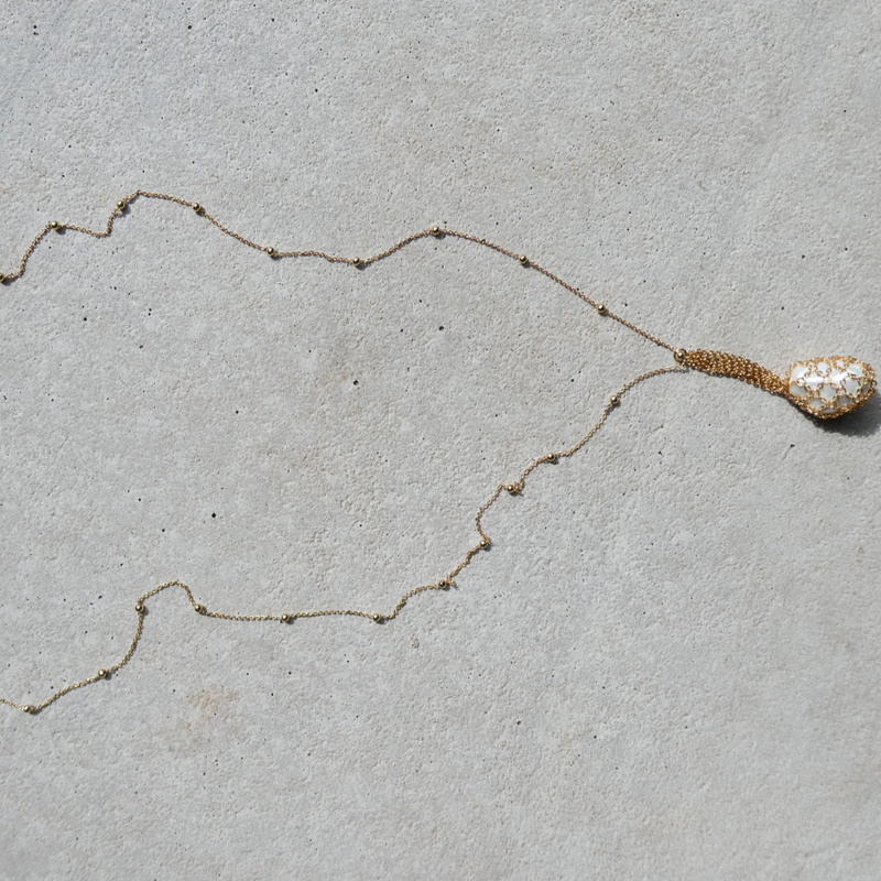 0016 Long Cage Pearl Necklace