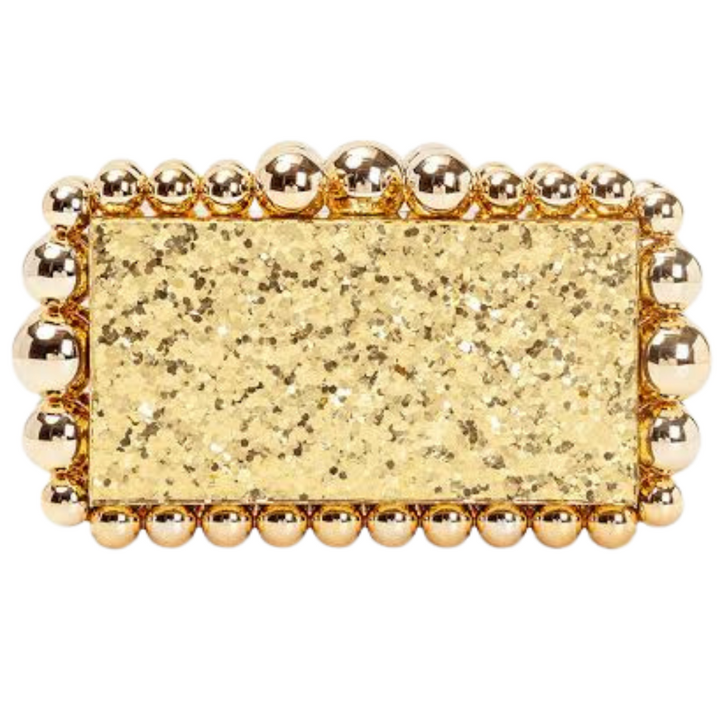 Bubble Acrylic Clutch, Gold *EARLY-OCT*