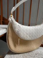 CAMILE Raffia Saddle Bag, Milk