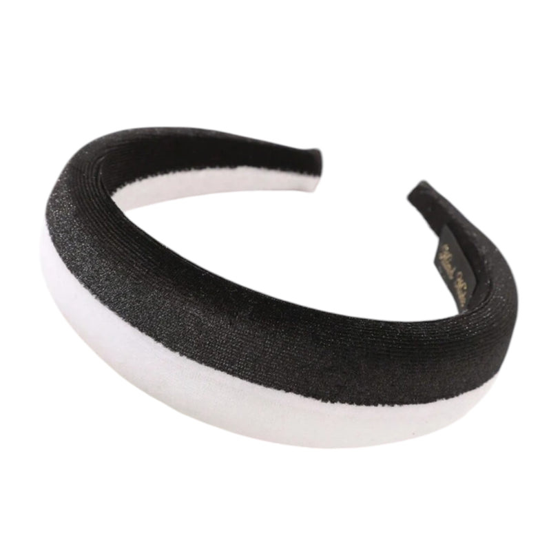 Clara Black + White Velvet Padded Headband