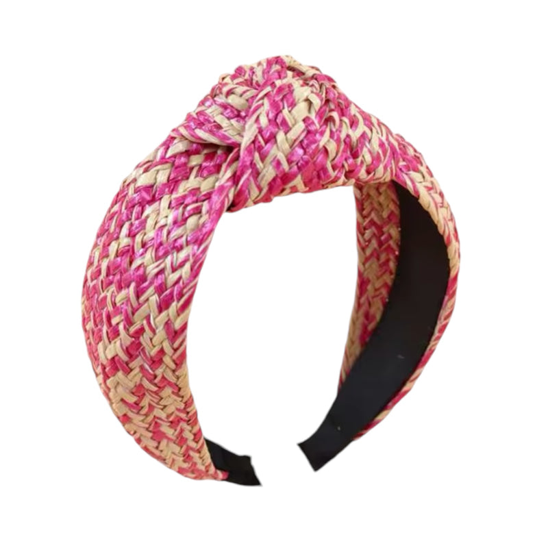 Colette Raffia Knot Headband, Raspberry *MID-OCT*