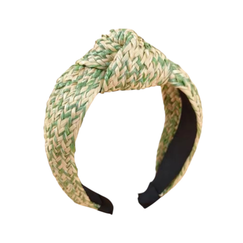 Colette Raffia Knot Headband, Sage