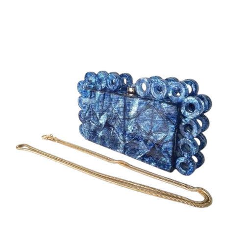 Circle Acrylic Clutch, Blue *END-JAN*