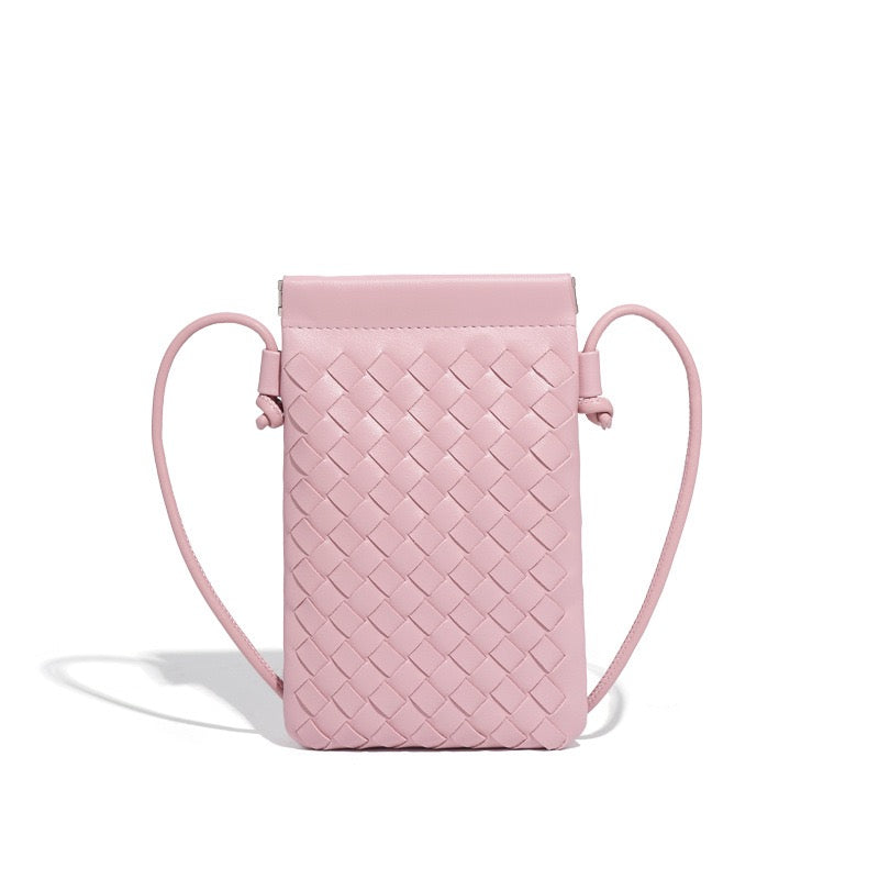 CALL ME Leather Weaved Crossbody Bag, Blossom