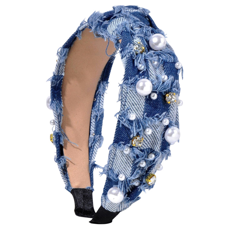 Double Take Denim Embellished Headband