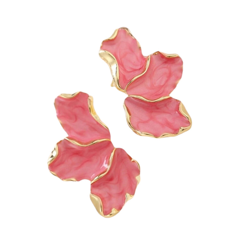 Forest Pinky Red Enamel Stud Earrings