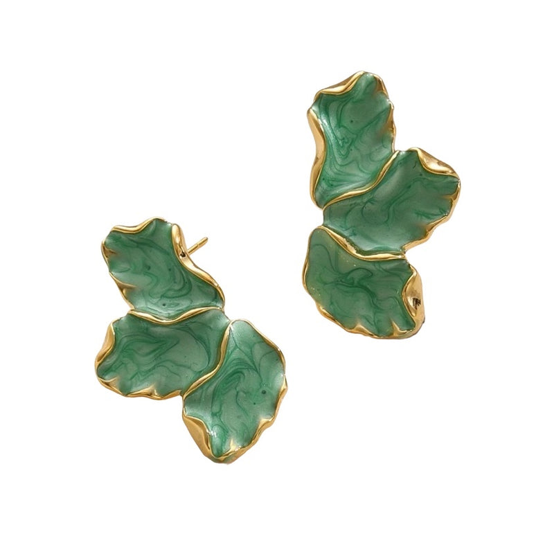 Forest Green Enamel Stud Earrings