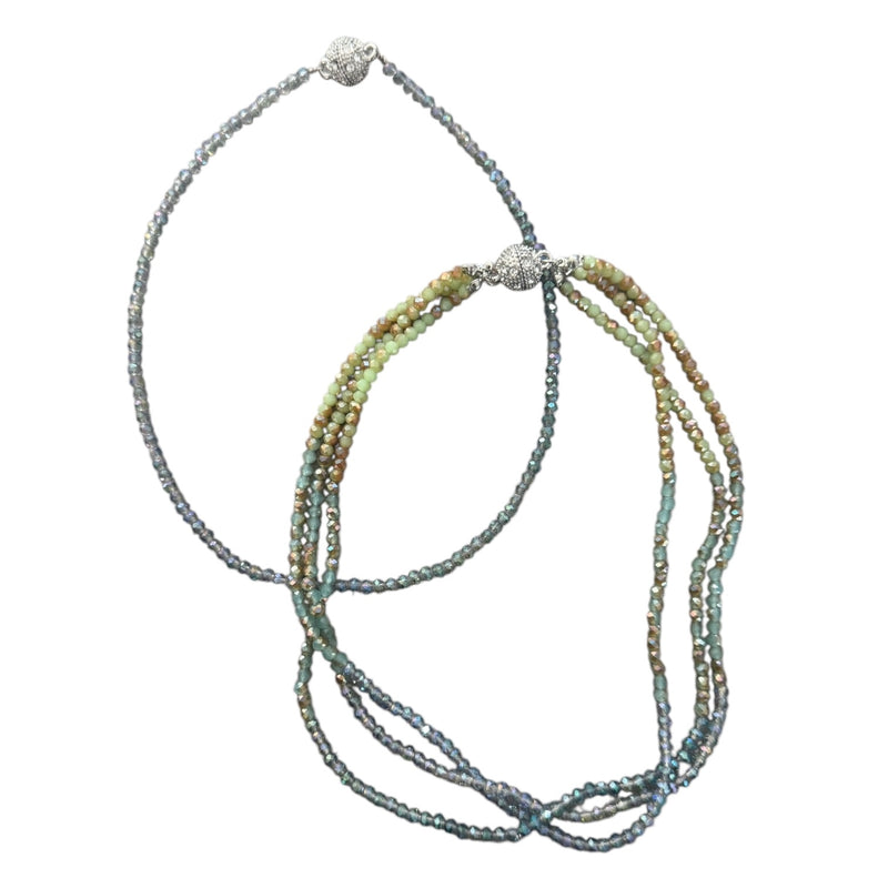 0005 Beaded 2-IN-1 Necklace, Green & Blue