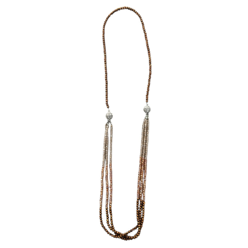 0005 Beaded 2-IN-1 Necklace, Bronze