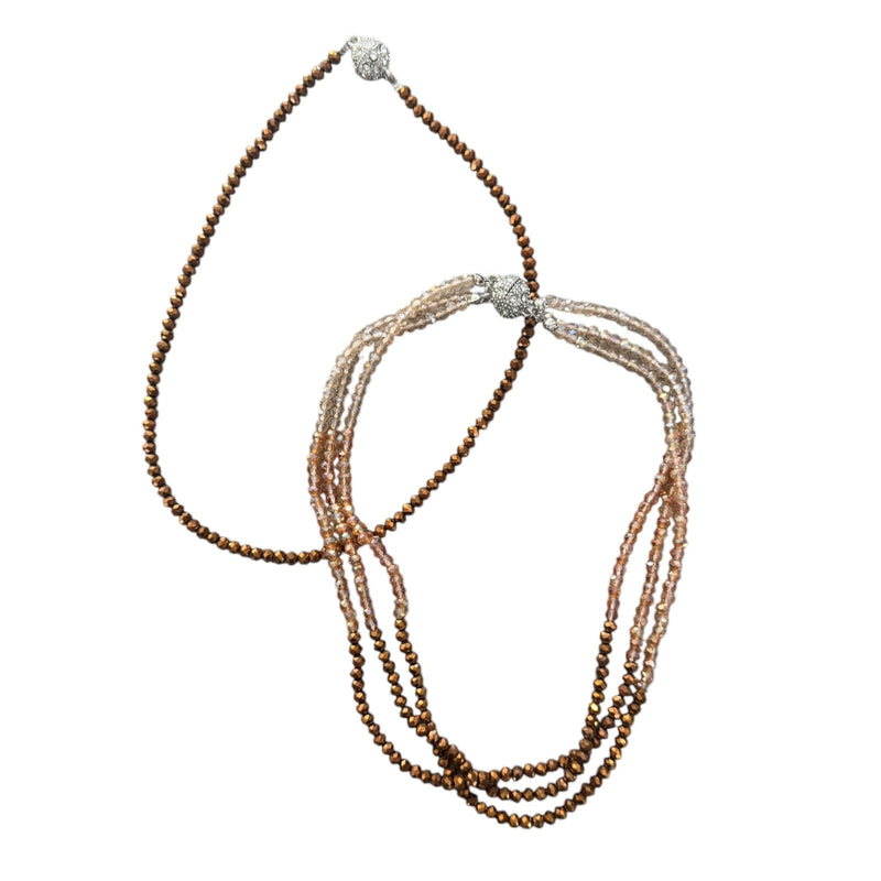 0005 Beaded 2-IN-1 Necklace, Bronze