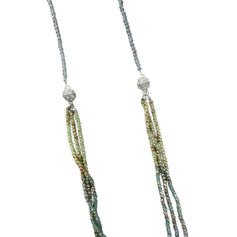 0005 Beaded 2-IN-1 Necklace, Green & Blue