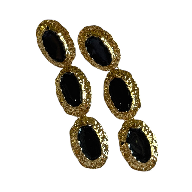 Hallie Black Enamel Statement Earrings