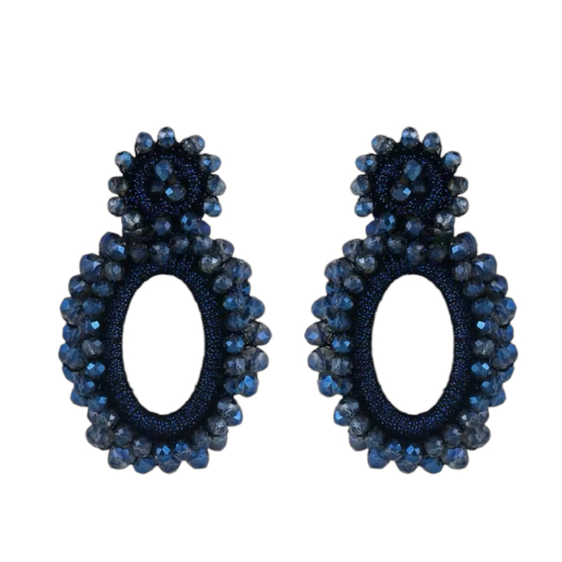 Belle Navy Beaded Statement Earrings *END-NOV*