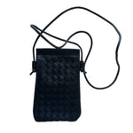 CALL ME Leather Weaved Crossbody Bag, Textured Navy