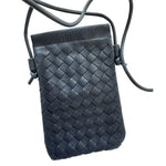 CALL ME Leather Weaved Crossbody Bag, Textured Navy