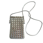 CALL ME Leather Weaved Crossbody Bag, Silver