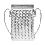 CALL ME Leather Weaved Crossbody Bag, Silver