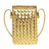 CALL ME Leather Weaved Crossbody Bag, Gold