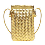 CALL ME Leather Weaved Crossbody Bag, Gold